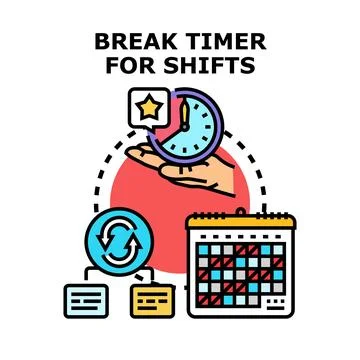 Employee break time and shift scheduling concept Stock Illustration