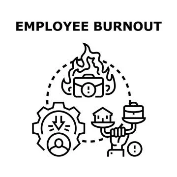 Employee burnout causing stress and work life imbalance concept Stock Illustration