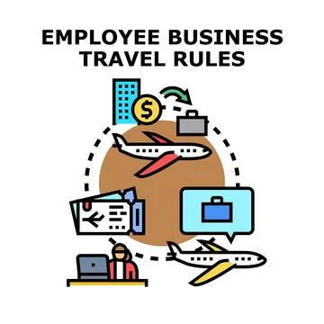 Employee business travel rules developing travel policy Stock Illustration