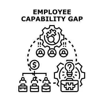 Employee capability gap concept with business skill development Stock Illustration