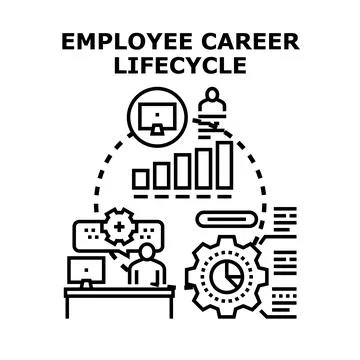 Employee career lifecycle path management and progress Stock Illustration