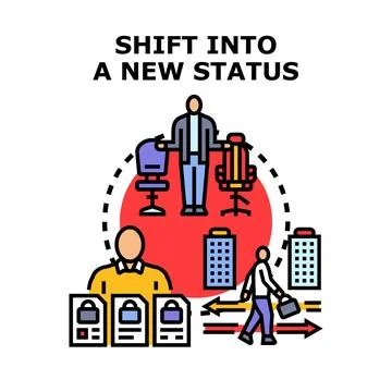 Employee changing professional status and career path Stock Illustration