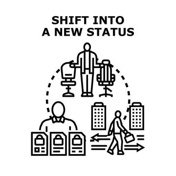 Employee changing professional status and career path Stock Illustration