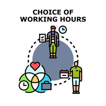 Employee choosing working hours for work life balance Stock Illustration