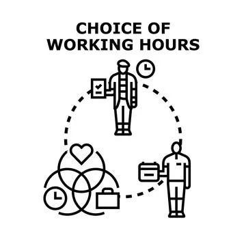 Employee choosing working hours for work life balance Stock Illustration
