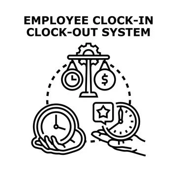 Employee clock in and clock out system icon Stock Illustration