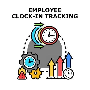 Employee clock in and out time tracking system Ilustração Stock
