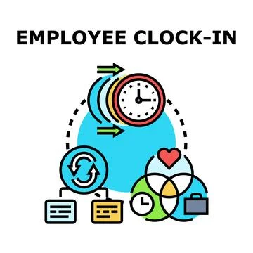 Employee clock in process and work life balance Stock Illustration