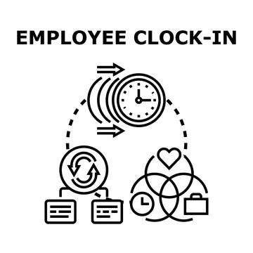 Employee clock in process and work life balance Stock Illustration