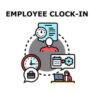 Employee clocking in for time management system Stock Illustration