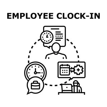 Employee clocking in for time management system Stock Illustration
