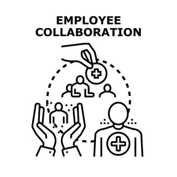 Employee collaboration creating value and supporting team members Stock Illustration