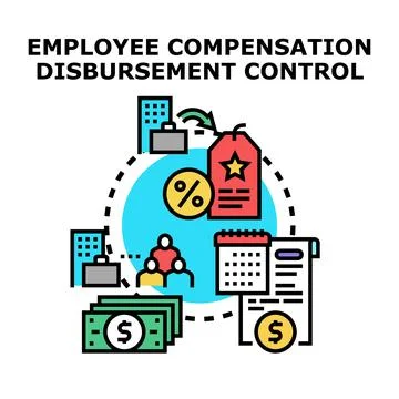 Employee compensation controlling process for payroll disbursement Stock Illustration