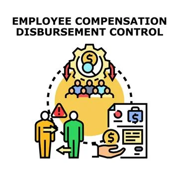Employee compensation disbursement control system managing payroll process Stock Illustration