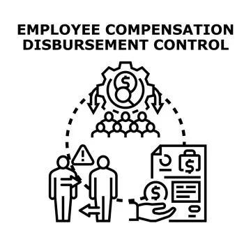 Employee compensation disbursement control system managing payroll process Stock Illustration