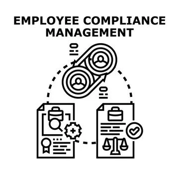 Employee compliance management process concept evaluating workers Stock Illustration