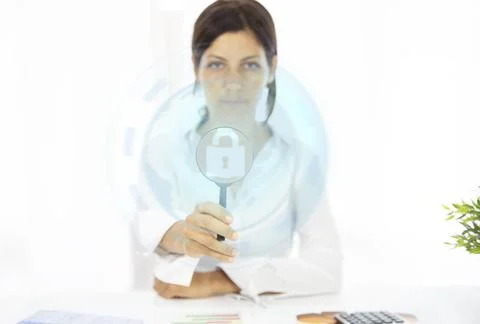 Employee confidentiality concept. Access documents data with padlock icon cyb Stock Photos