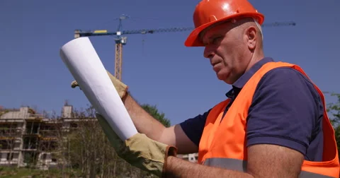 Employee Constructor Verify Building Infrastructure Plan Architectural Project 스톡 동영상 50940749