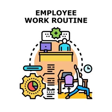 Employee daily work routine and healthy lifestyle イラスト素材