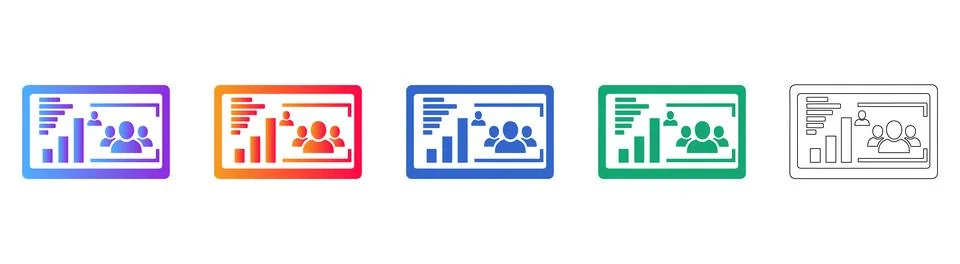 Employee Data Dashboard Icon Set Stock Illustration
