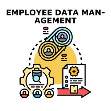 Employee data management system operations workflow concept Stock Illustration
