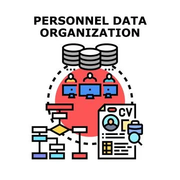Employee data organization management and human resources concept Stock Illustration