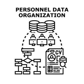Employee data organization management and human resources concept Stock Illustration