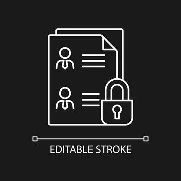 Employee data protection white linear icon for dark theme Stock Illustration