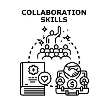 Employee developing business collaboration skills through teamwork Illustrazione stock