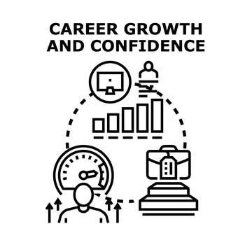 Employee developing career growth increasing confidence progress 스톡 일러스트