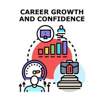 Employee developing career growth increasing confidence progress Stock Illustration
