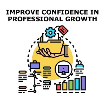 Employee developing confidence in professional growth career Stock Illustration