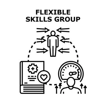 Employee developing flexible skills group adapting to changes Stock Illustration