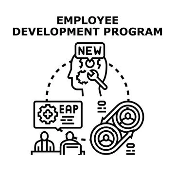 Employee development program enhancing business skills training Stock Illustration