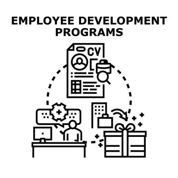 Employee development programs creating professional growth and career benefit Stock Illustration