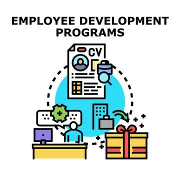 Employee development programs creating professional growth and career benefit Illustrazione stock