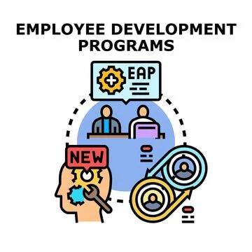 Employee development programs enhancing skill and growth Stock Illustration