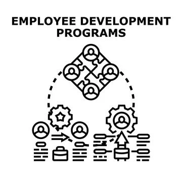 Employee development programs enhancing teamwork and career growth Stock Illustration
