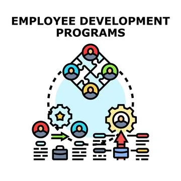 Employee development programs enhancing teamwork and career growth Stock Illustration