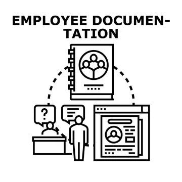 Employee documentation process and human resources management Stock Illustration