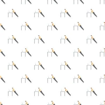 Employee doing desk push ups while working online Illustrazione stock