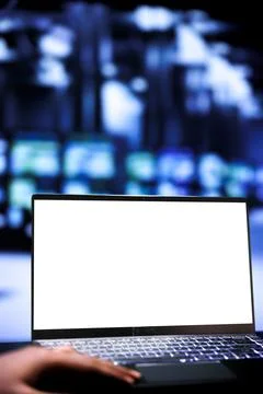 Employee doing server mainframes audit Foto stock