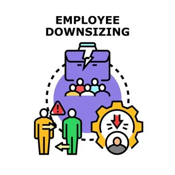 Employee downsizing process removing people from company Illustrazione stock