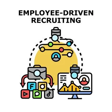 Employee driven recruiting concept using digital platforms Stock Illustration