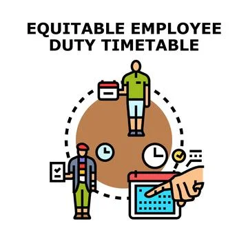 Employee duty timetable allocating tasks and scheduling work Stock Illustration