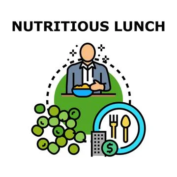 Employee eating nutritious lunch at work concept Stock Illustration