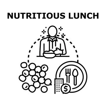 Employee eating nutritious lunch at work concept Stock Illustration