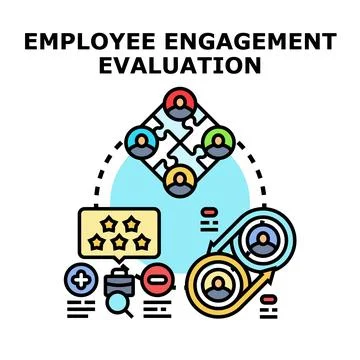 Employee engagement evaluation concept representing teamwork feedback loop Stock Illustration