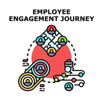Employee engagement journey concept developing team collaboration process 스톡 일러스트