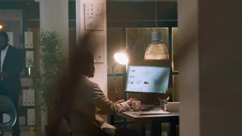 Employee enjoys coffee during nightshift Video stock 247153458
